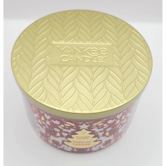 Yankee Candle Sparkling Cinnamon 3-Wick 18oz Scented Jar Candle With Gold Lid - Picture 3 of 8